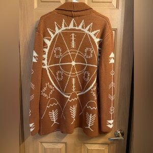 Cotton Emporium Terracotta and Cream Southwest Aztec Cardigan Sweater